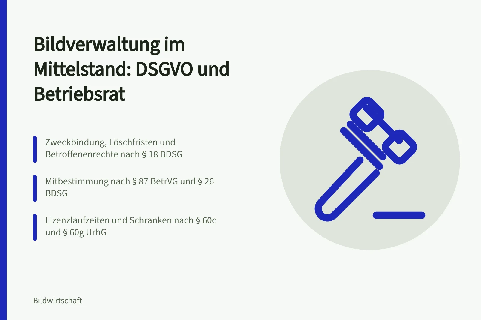 Karte zur Bildverwaltung im Mittelstand mit DSGVO, Betriebsrat und UrhG-Schranken