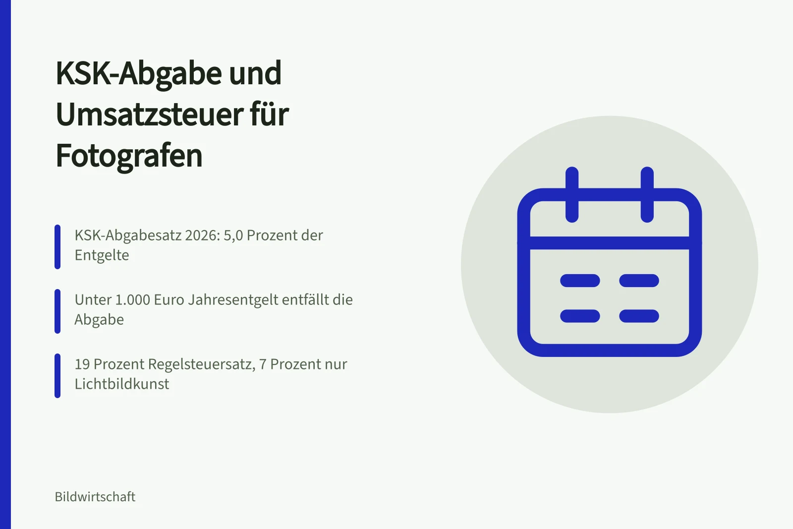 KSK-Abgabesatz 2026 und Umsatzsteuer für Fotografen berechnen