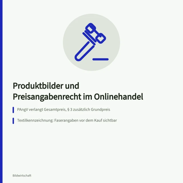Karte zu PAngV, Grundpreis und Textilkennzeichnung bei Produktbildern. Produktbilder im Onlinehandel, Preisangabenverordnung und IHK-Pflichten
