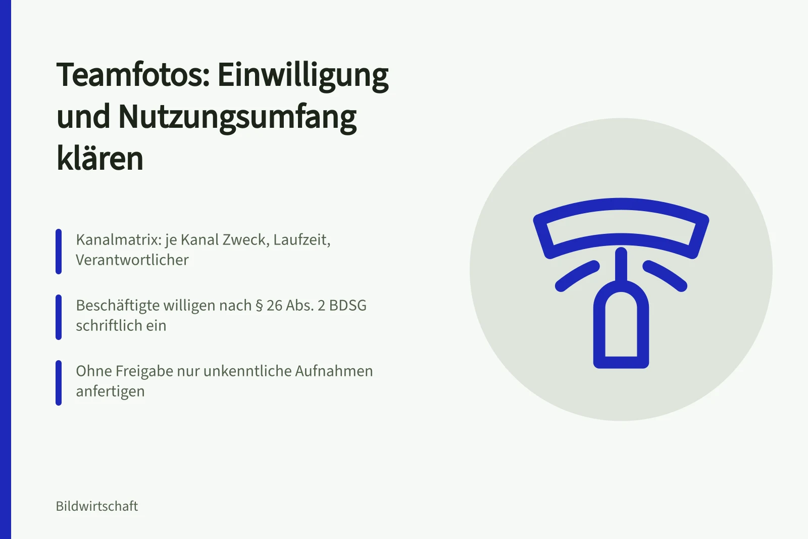 Karte zu Einwilligung und Nutzungsumfang bei Teamfotos