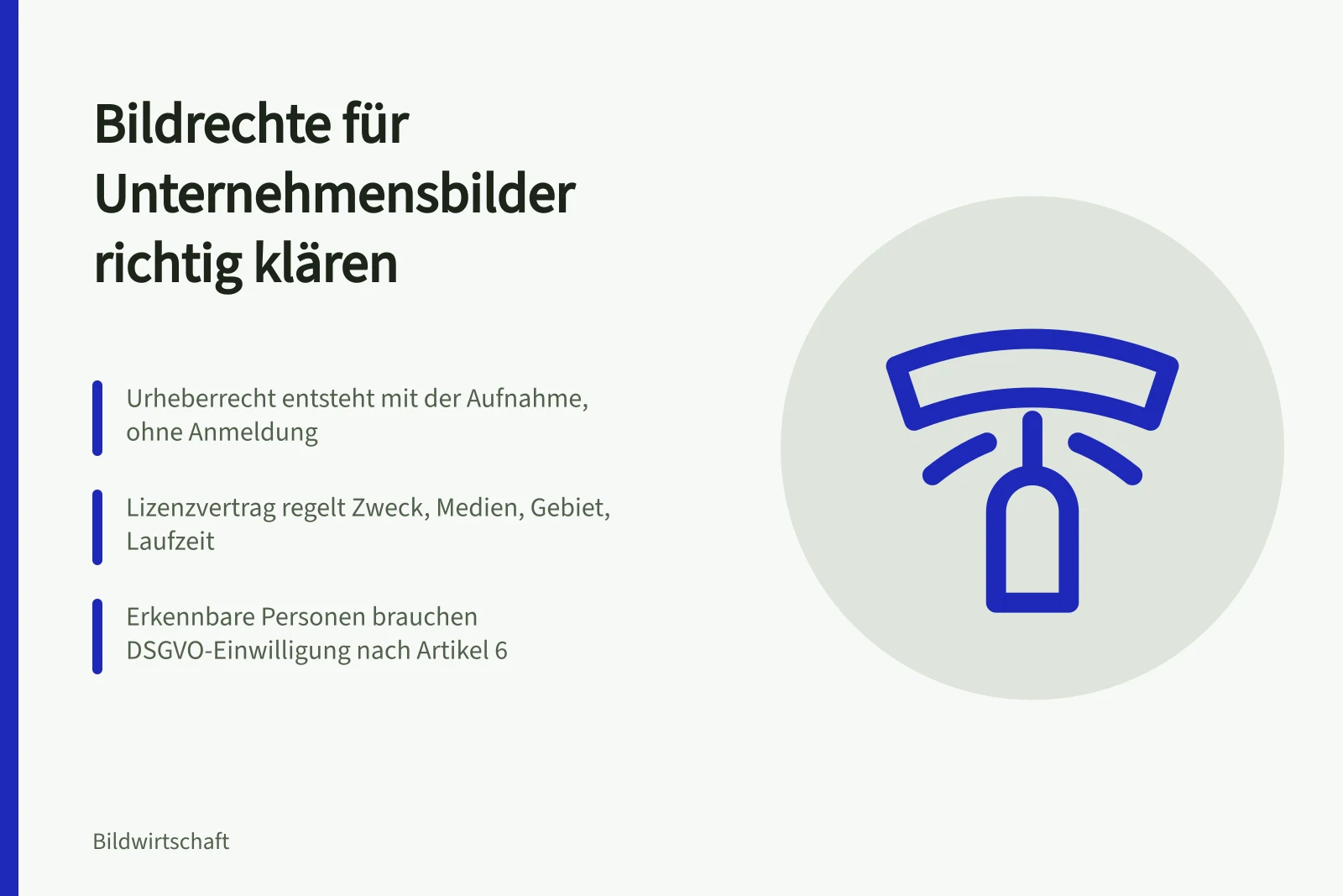 Karte zu Bildrechten: Urheberrecht, Lizenzvertrag und DSGVO-Einwilligung