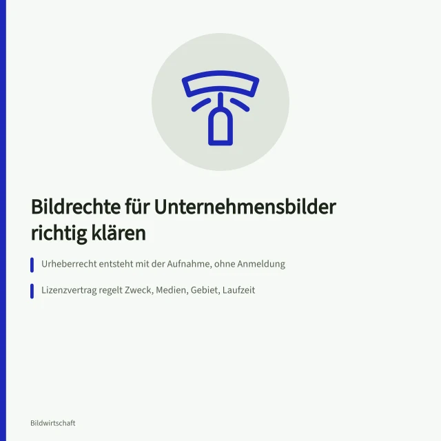 Karte zu Bildrechten: Urheberrecht, Lizenzvertrag und DSGVO-Einwilligung. Wie werden Bildrechte für Unternehmensbilder geklärt?
